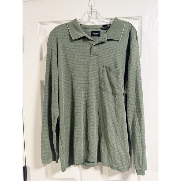 Haggar Men's Long sleeve Polo Shirt- Green Size L - Picture 1 of 4